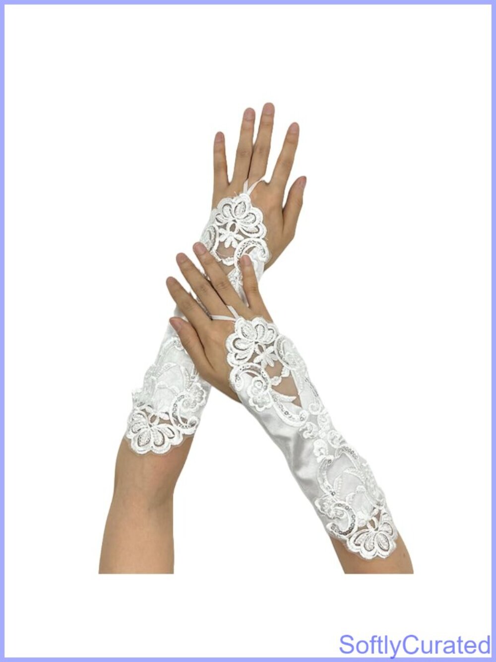 Satin Lace Fingerless Long Gloves Bridal Wedding Evening Party Costume
